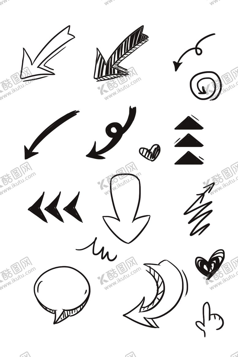 编号：92553909130758216957【酷图网】源文件下载-手绘箭头png