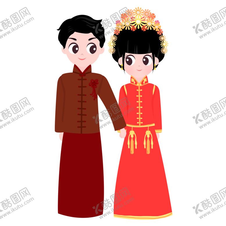 编号：70839504091546223476【酷图网】源文件下载-卡通新郎新娘PNG免扣素材