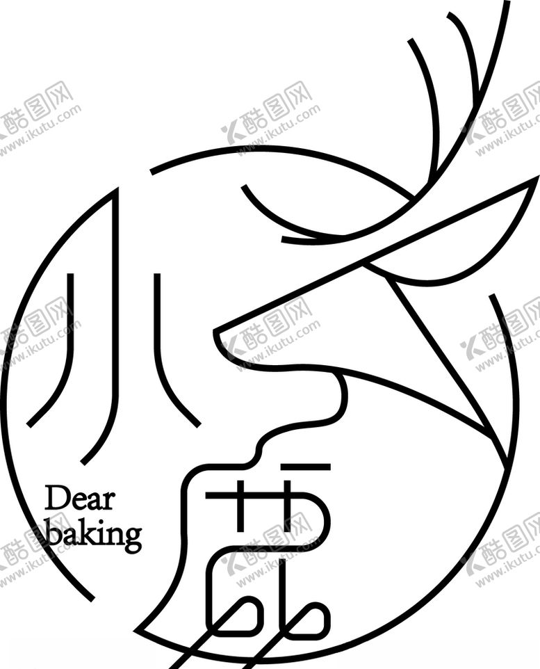 编号：69684210312001485198【酷图网】源文件下载-小鹿线稿标志奶茶文艺勋章设计