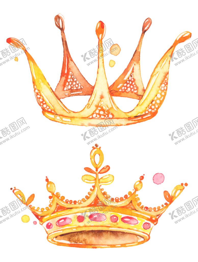编号：84962310081133175792【酷图网】源文件下载-水彩手绘公主金色皇冠.
