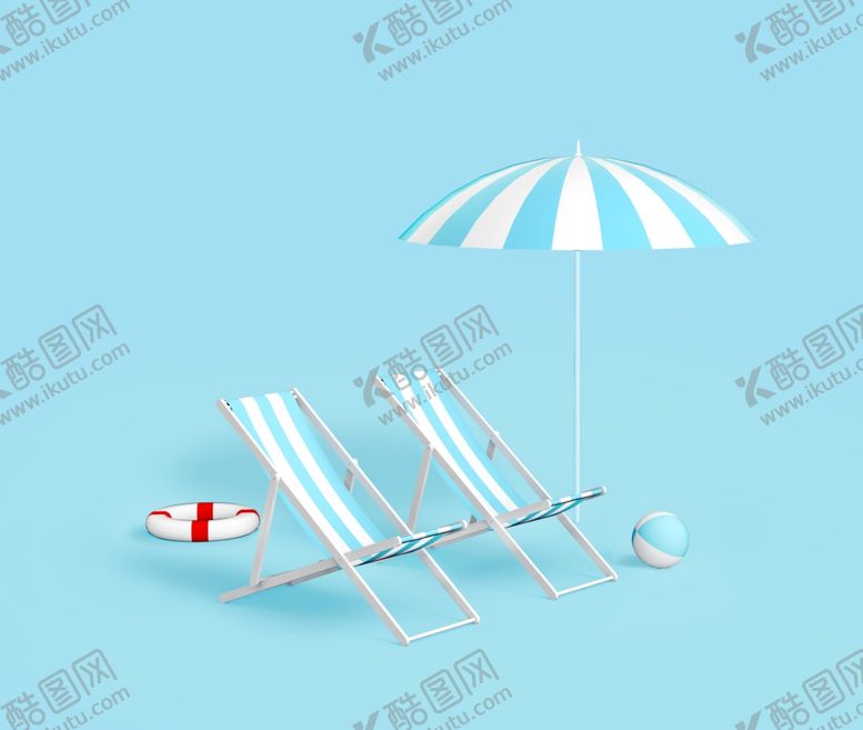 编号：48101501290422125617【酷图网】源文件下载-天蓝色休闲沙滩场景素材