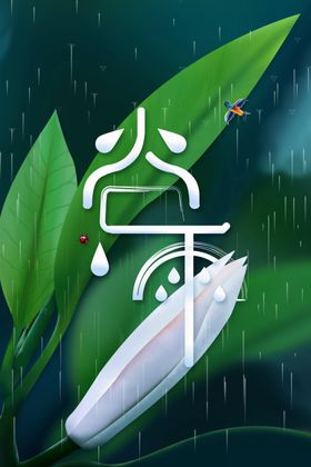 简约谷雨节气海报