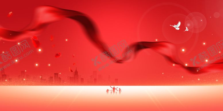 编号：77722004052134234291【酷图网】源文件下载-红色飘带喜庆背景图