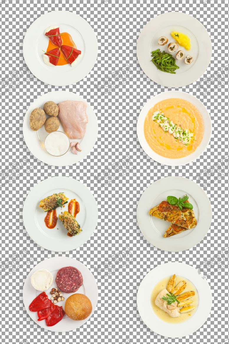 编号：15544907080435584357【酷图网】源文件下载-精美白色盘装美食