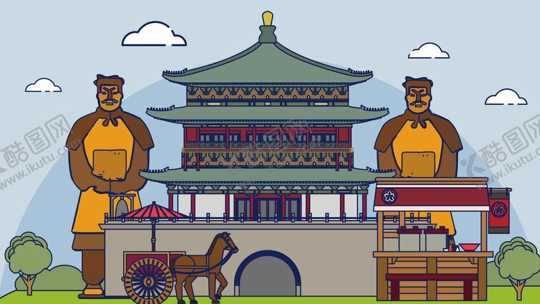 编号：62418709161649234231【酷图网】源文件下载-城市地标建筑插画手绘
