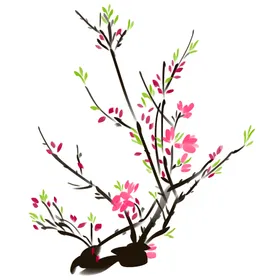 手绘粉色桃花免扣素材图片工笔画瓣水彩海