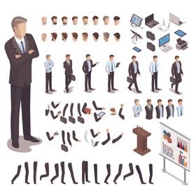 卡通商业商务白领人士人物