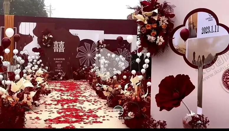 编号：16220212130606138181【酷图网】源文件下载-新人婚礼物料酒红色
