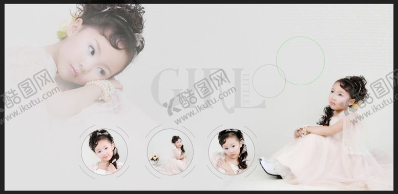 编号：63457209210227491568【酷图网】源文件下载-娴静女孩儿童相册PSD影楼模板