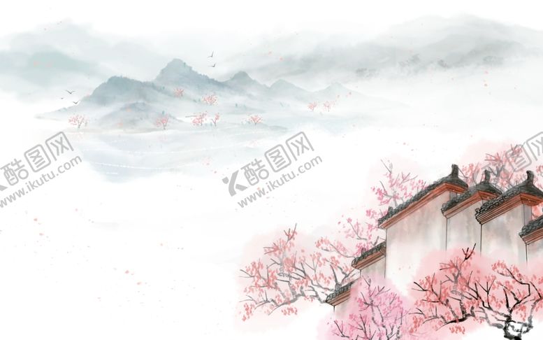 编号：13828511301154361478【酷图网】源文件下载-古风背景 海报 庭院 柿子 橘