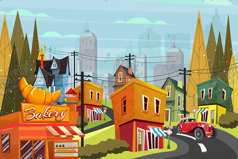 编号：94158009111640498094【酷图网】源文件下载-小城街边风景