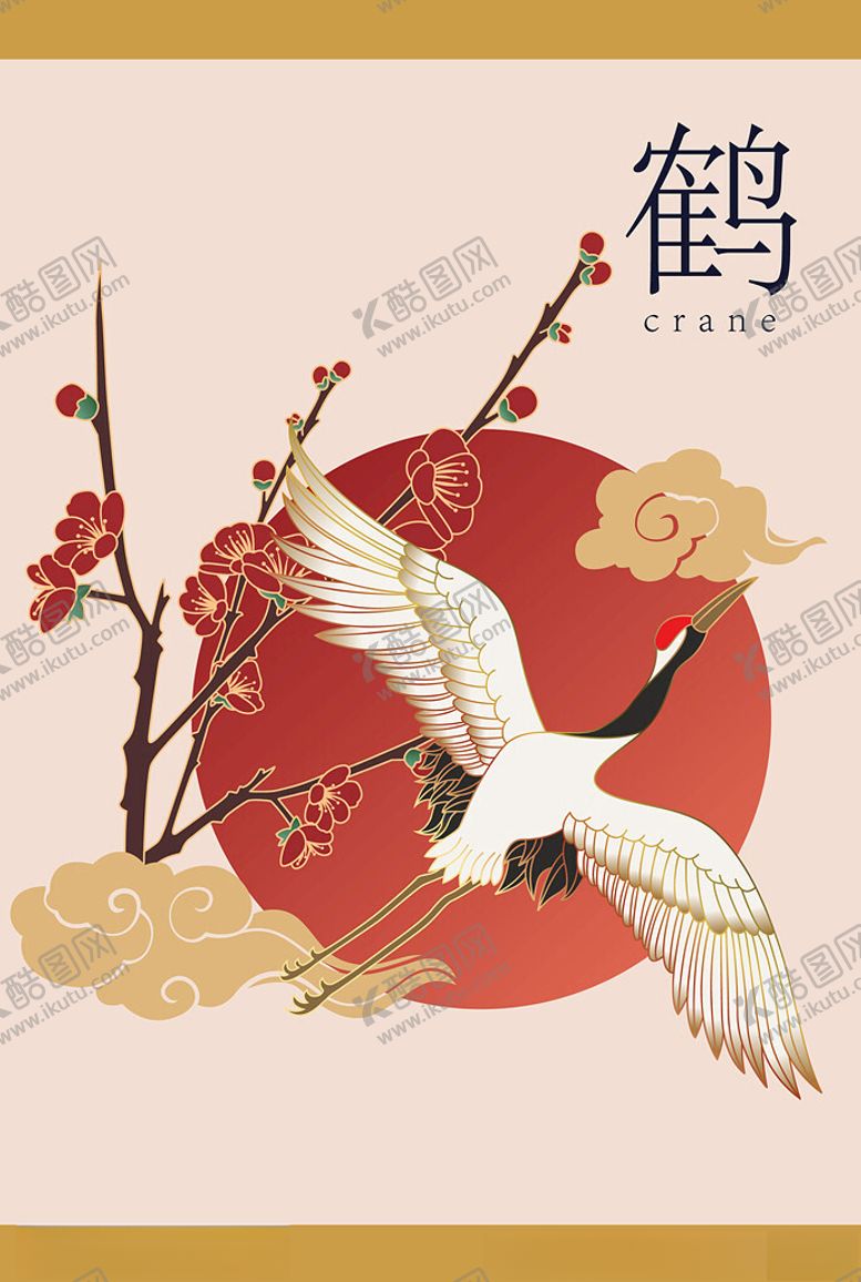 编号：14290306291453295143【酷图网】源文件下载-中式仙鹤梅花祥瑞图景