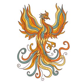国潮凤凰插画广告祥云手绘中风素材