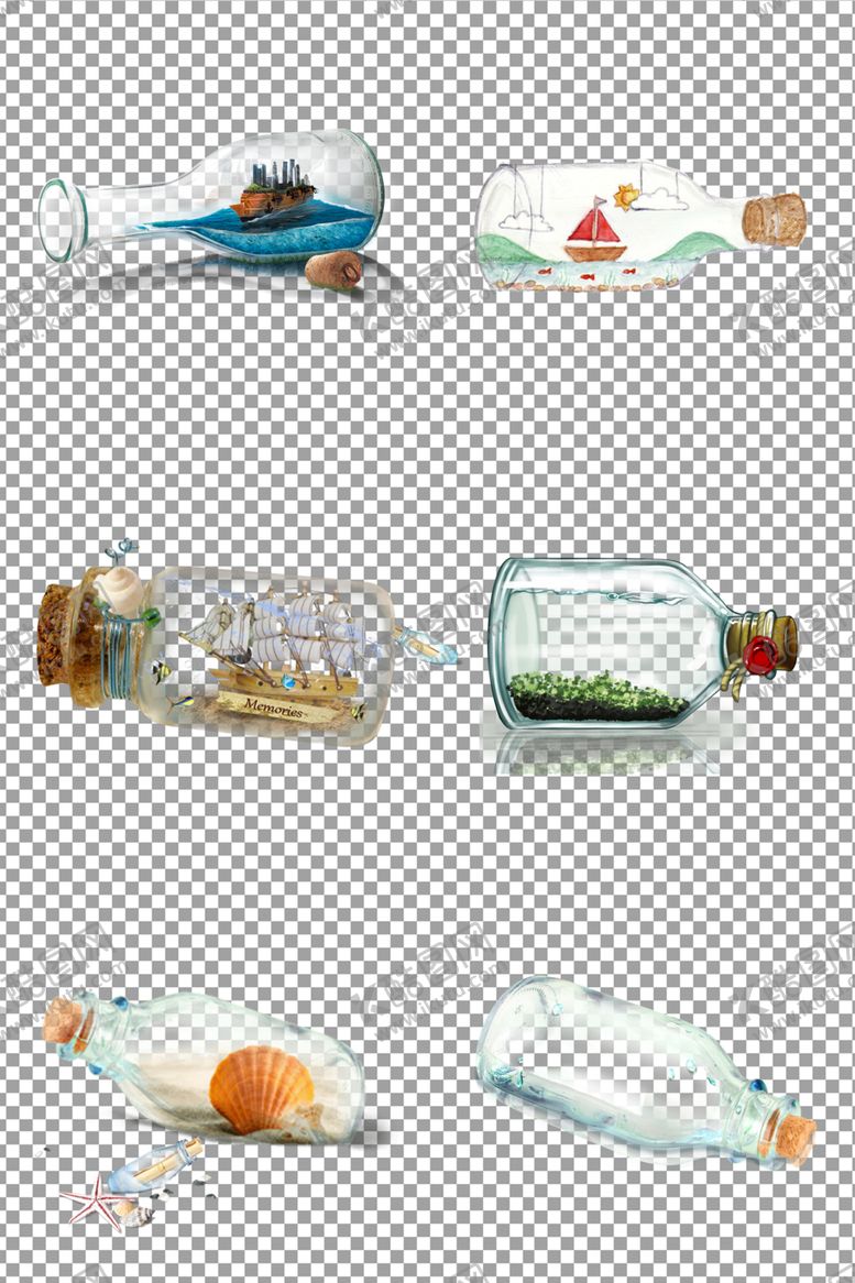 编号：52579106240840017376【酷图网】源文件下载-海洋透明的漂流瓶