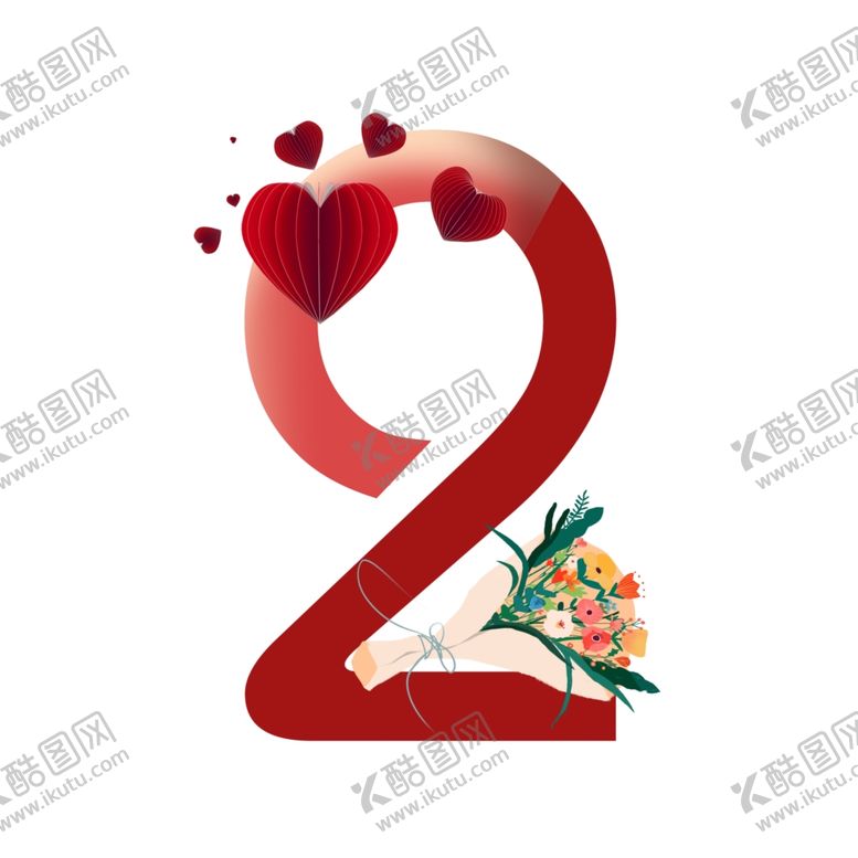 编号：20679204260719468175【酷图网】源文件下载-卡通红色感恩节数字2