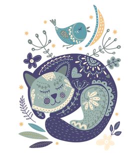 抱着线球睡觉的小猫