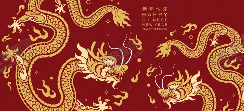 编号：76077012090817267633【酷图网】源文件下载-龙年春节红色插画
