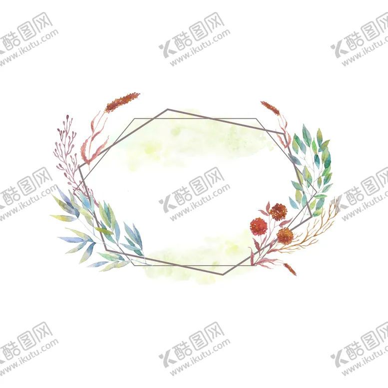 编号：37059109240635159357【酷图网】源文件下载-水彩花卉花环贺卡