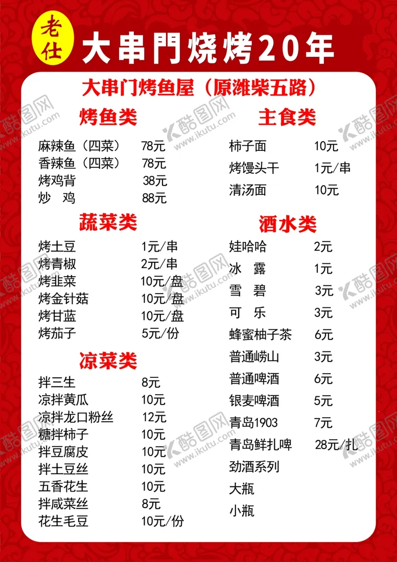 编号：65172807021136025383【酷图网】源文件下载-烧烤菜单