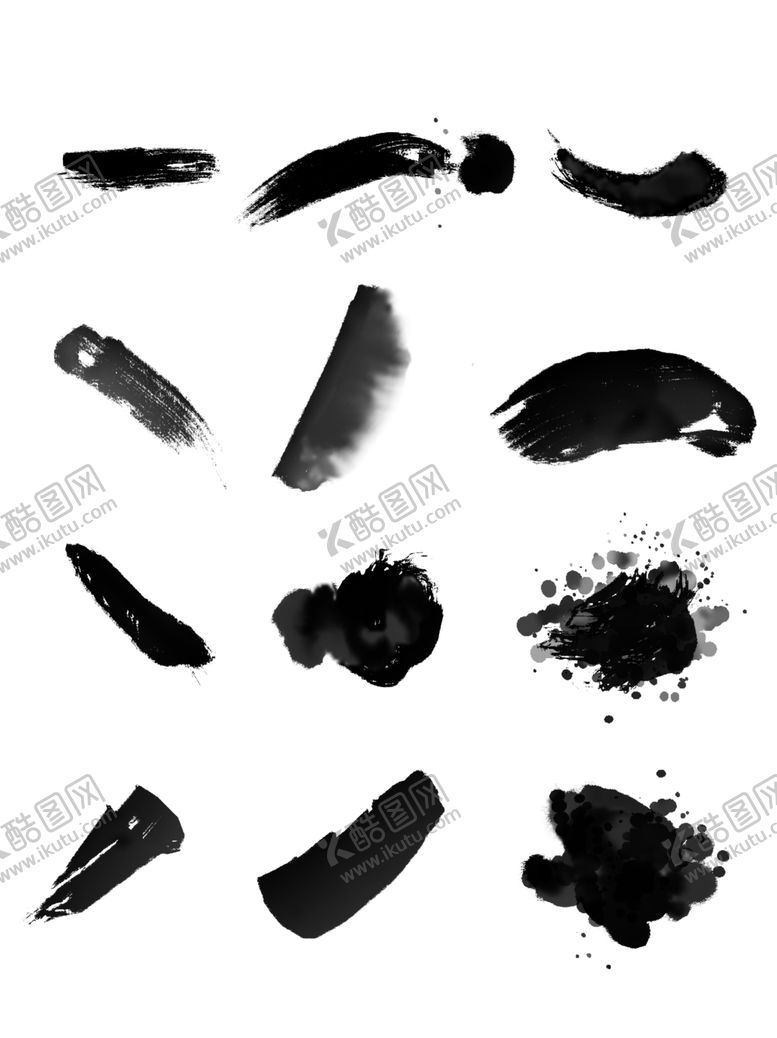 编号：62187210280436588672【酷图网】源文件下载-黑色中国风毛笔笔刷