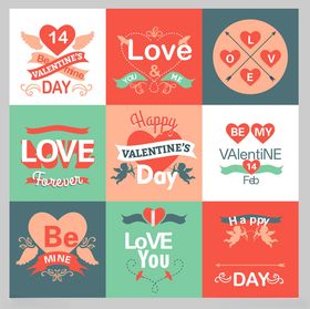 情人节主题多彩图标集合