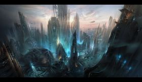 未来科幻场景大气插画