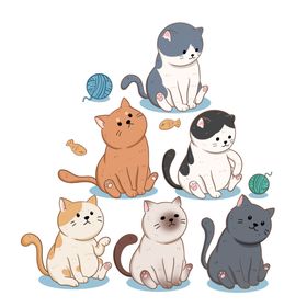 可爱卡通猫咪插画元素