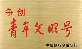 青年文明号字体铜牌