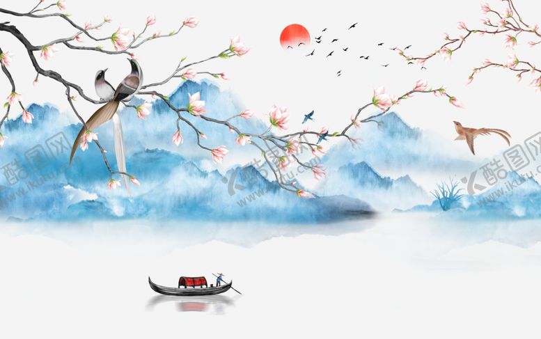 编号：55226703151437461885【酷图网】源文件下载-蓝色水墨烟雾山水背景