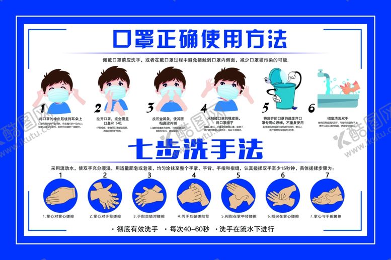 编号：63790810220349125265【酷图网】源文件下载-口罩使用方法及七步洗手法