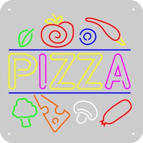 霓虹灯PIZZA店背景墙