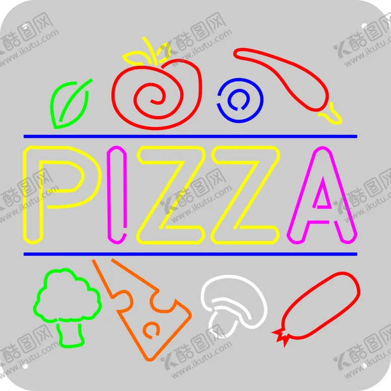 编号：98585912221944578939【酷图网】源文件下载-霓虹灯PIZZA店背景墙
