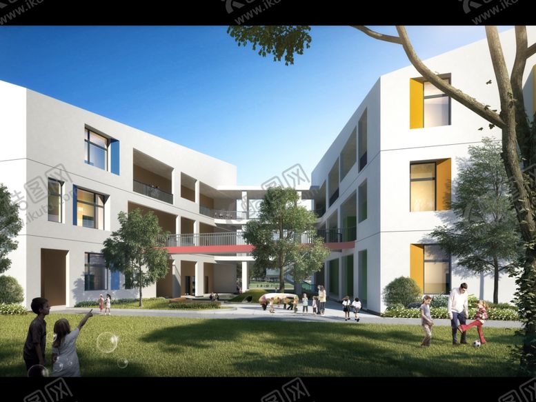 编号：73417604230244106095【酷图网】源文件下载-小学学校幼儿园建筑外观设计案例