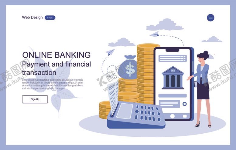 编号：85925511020309427794【酷图网】源文件下载-在线银行服务场景插画