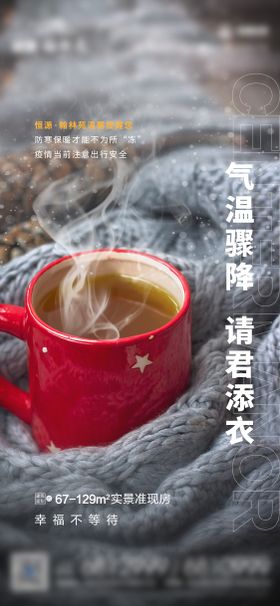 降温提醒海报