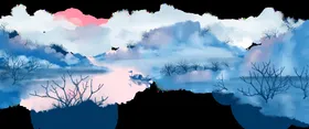 水墨素材风景山画画