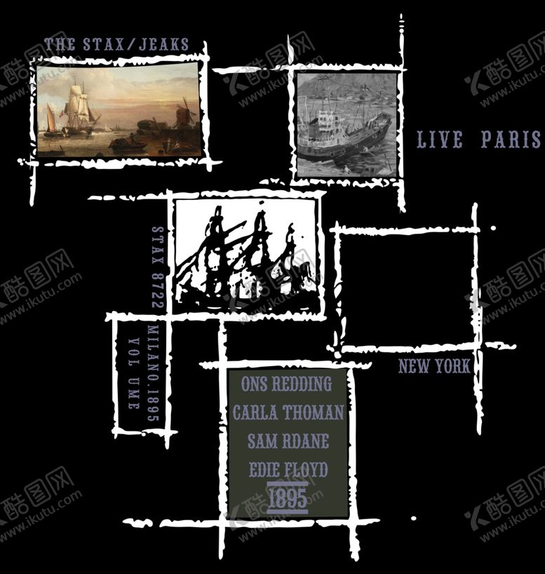 编号：28344710212041136411【酷图网】源文件下载-复古相册封面体恤衫热图潮图