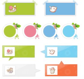 可爱卡通风格彩色标签组