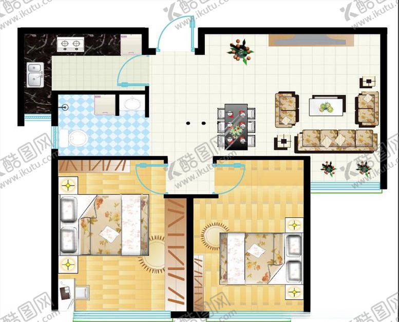 编号：45334109241532458100【酷图网】源文件下载-户型效果图