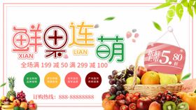 清新鲜果联萌水果促销宣传展板