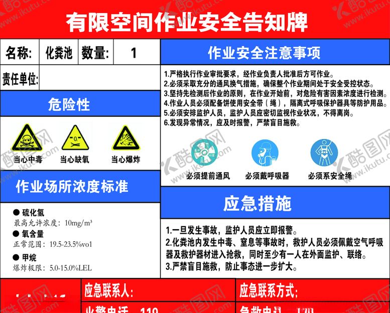 编号：73285210271659187694【酷图网】源文件下载-有限空间作业安全告知牌