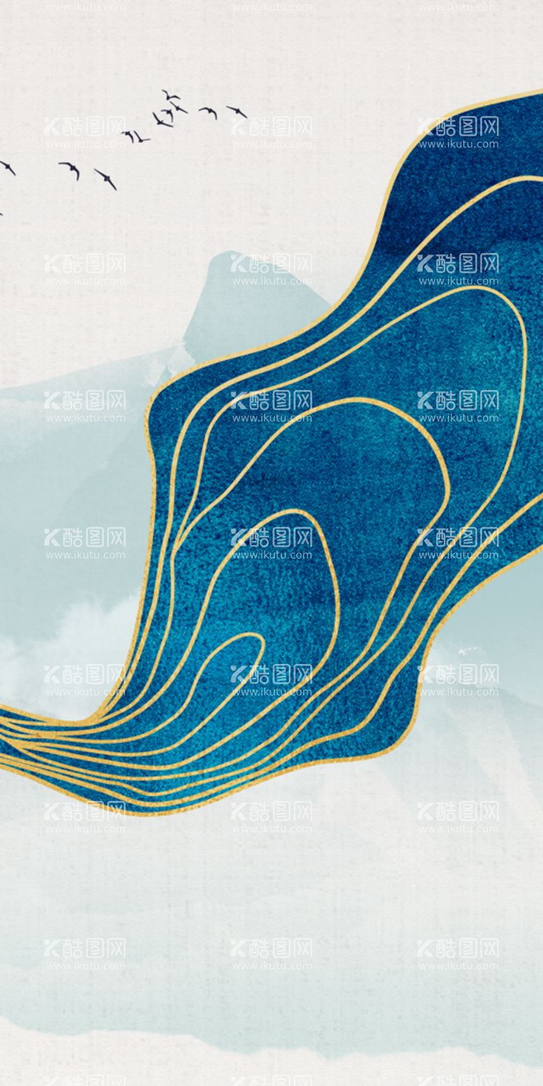 编号：18095410050409401942【酷图网】源文件下载-线条意境山水装饰画