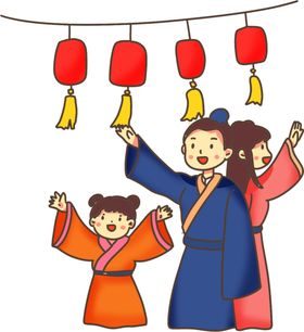 动画古装一家人赏灯