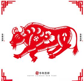 牛年窗花剪纸