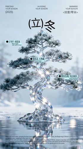 二十四节气立冬意境海报