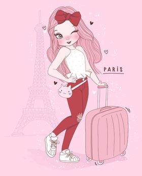 可爱卡通潮流少女插画
