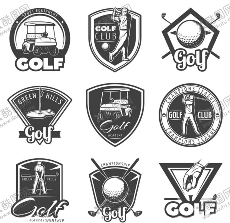 编号：40607709160937018906【酷图网】源文件下载-盾牌高尔夫健康图标矢量