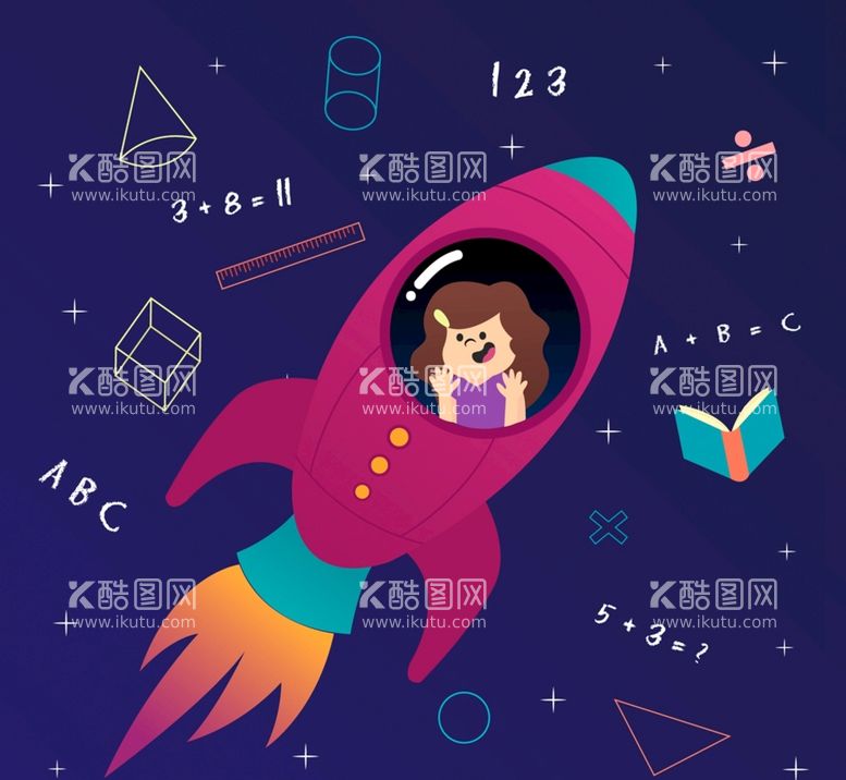 编号：26058109180437061726【酷图网】源文件下载-卡通宇宙飞船女孩