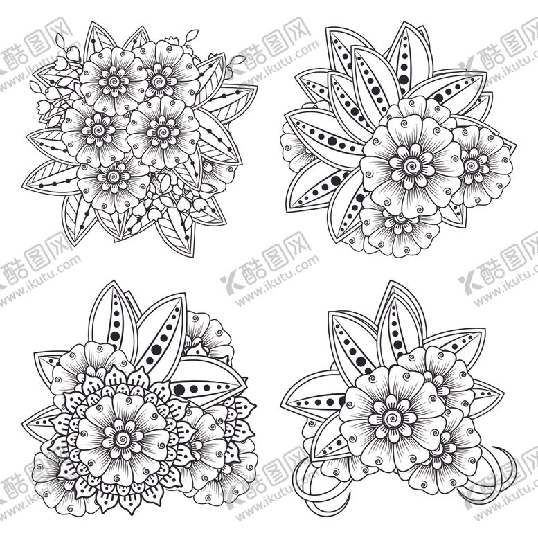 编号：32212801261843113019【酷图网】源文件下载-白描装饰花纹 