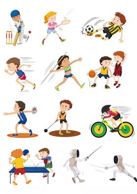 体育锻炼儿童运动健身插画元素